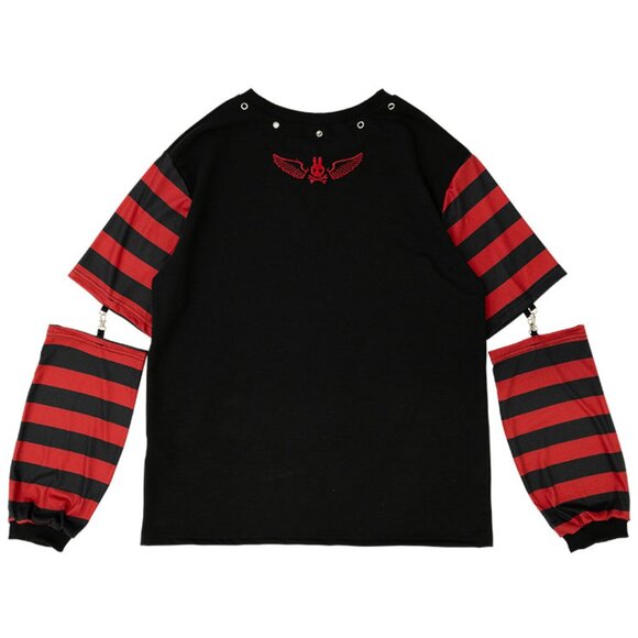 NEW ACDC RAG Bunny Dolls Punky Bunny Black Red Long Sleeves Oversized Tee - Picture 2 of 9